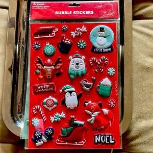 Holiday bubble stickers. New unopened 8.5 by 11 sheet